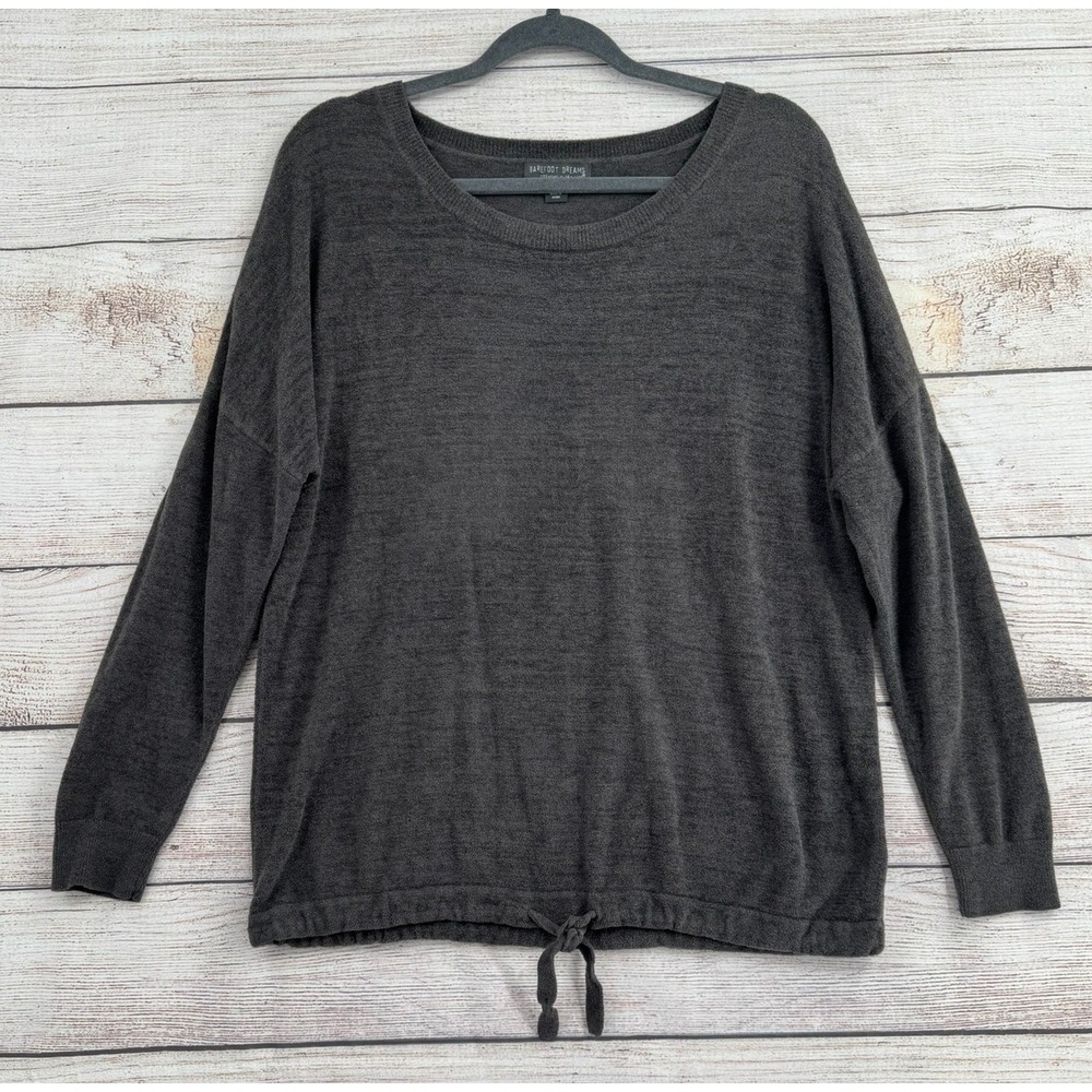 Barefoot Dreams Sweater Women Large Charcoal Grey CozyChic Ultra Lite 495